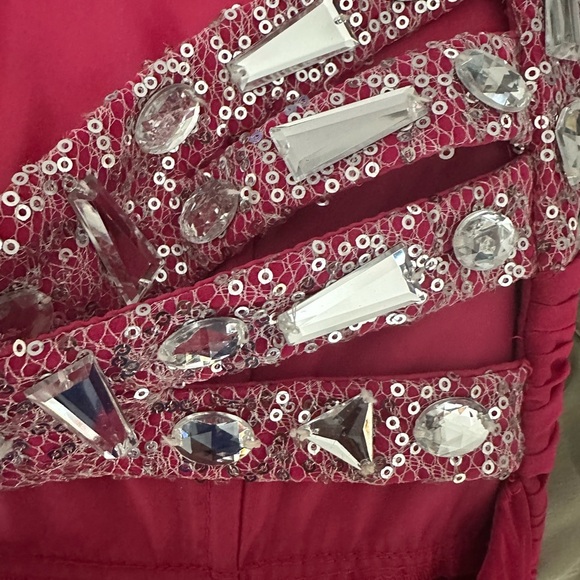 Blondie Nites strapless empire fuchsia chiffon dress size junior 5 - Picture 8 of 12